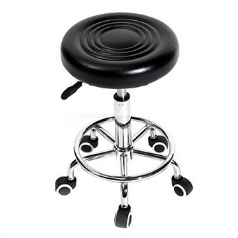 Adjustable Swivel Bar Stool with PU Leather Seat and Casters