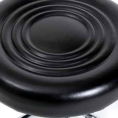 Adjustable Swivel Bar Stool with PU Leather Seat and Casters