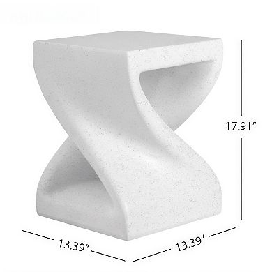 Modern Twisted-Base Terrazzo Accent Side Table for Indoor and Outdoor Use