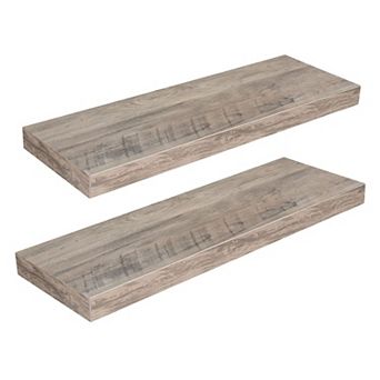 Modern Floating Shelf for Wall, Solid Wood with Iron Frame, Display Shelf for Bedroom Set of 2