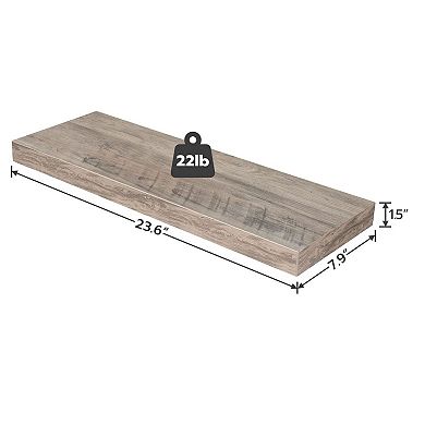 Modern Floating Shelf for Wall, Solid Wood with Iron Frame, Display Shelf for Bedroom Set of 2