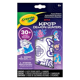 Crayola KPop Demon Hunters 30 pc Colorable Fuzzy Stickers Craft Kit