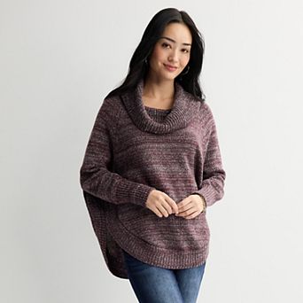 Women's Apt. 9® Raglan Cowl Neck Knit Poncho Sweater