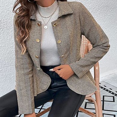 Elegant Women Blazer Business Work Office Peplum Hem Jacket Open Front Double Breasted Jackets