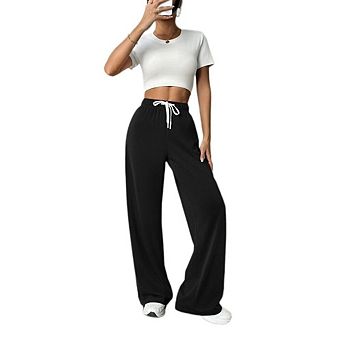 Women's Drawstring Waist Wide Leg Sweatpants Casual Lounge Pants