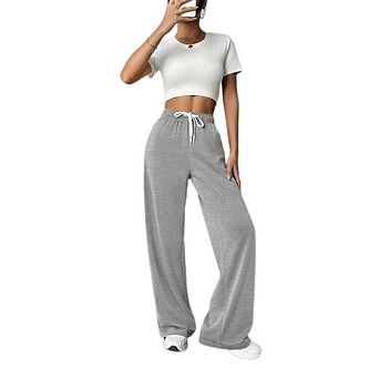Women's Drawstring Waist Wide Leg Sweatpants Casual Lounge Pants