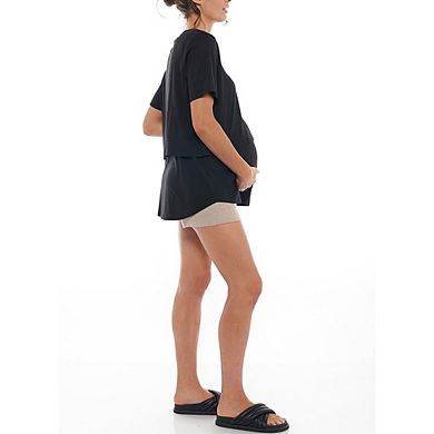Women's Maternity Nursing T-Shirt Short Sleeve Multifunctional Breastfeeding Top for Spring Summer