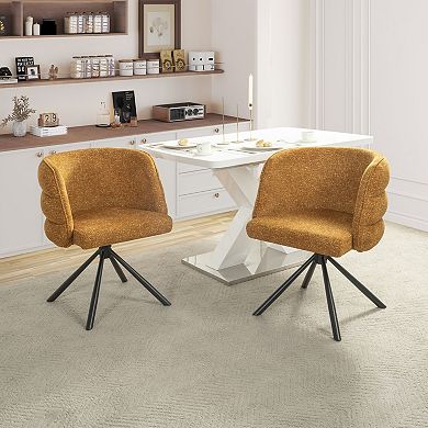 GOODSILO Modern Swivel Upholstered Dining Chairs Set of Two
