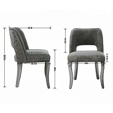 GOODSILO Modern Fabric Upholstered Dining Chairs Set of 2 for Kitchen and Dining Room
