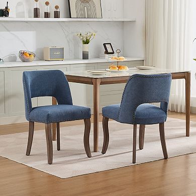 GOODSILO Modern Fabric Upholstered Dining Chairs Set of 2 for Kitchen and Dining Room