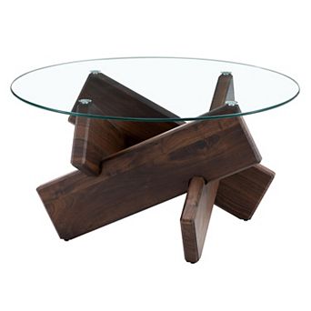 KWPZQEB Tempered Glass Circular Coffee Table with Uniquely Designed Legs for Living Room