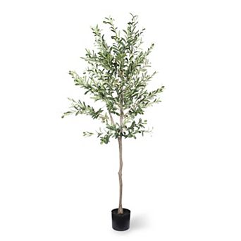 KWPZQEB Artificial Olive Tree with Black Plastic Pot, 6FT