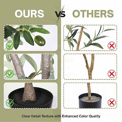 KWPZQEB Artificial Olive Tree with Black Plastic Pot, 6FT