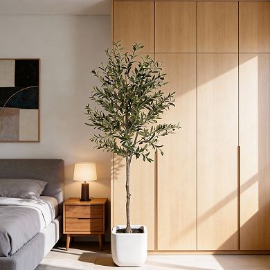KWPZQEB Artificial Olive Tree with Black Plastic Pot, 6FT