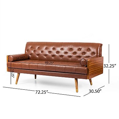 KWPZQEB Mid-Century Adelaide Tufted Rolled Accent Sofa