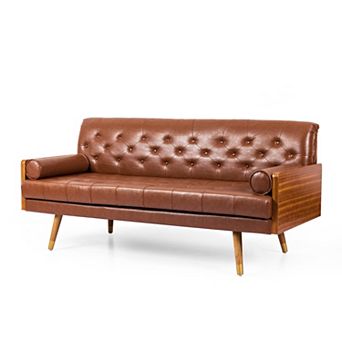 KWPZQEB Mid-Century Adelaide Tufted Rolled Accent Sofa