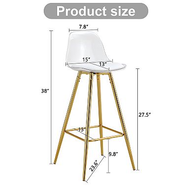 KWPZQEB Stylish Design Upholstered Bar Chairs with Metal Legs & Low Backrest for Terrace, Set of 2
