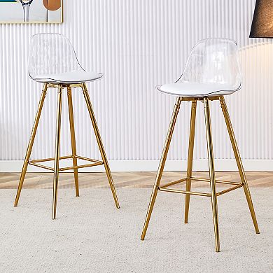 KWPZQEB Stylish Design Upholstered Bar Chairs with Metal Legs & Low Backrest for Terrace, Set of 2