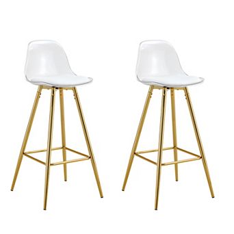 KWPZQEB Stylish Design Upholstered Bar Chairs with Metal Legs & Low Backrest for Terrace, Set of 2
