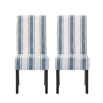 KWPZQEB Vintage Fabric Dining Chair Set of 2, Hight Backrest & Striping