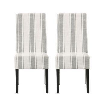KWPZQEB Vintage Fabric Dining Chair Set of 2, Hight Backrest & Striping