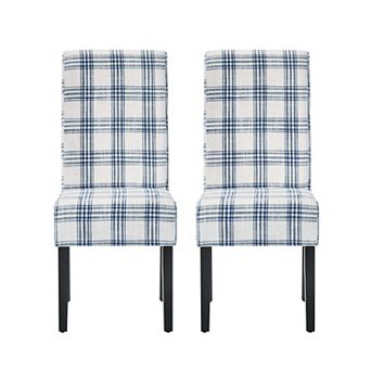 KWPZQEB Vintage Fabric Dining Chair Set of 2, Hight Backrest & Tartan Design