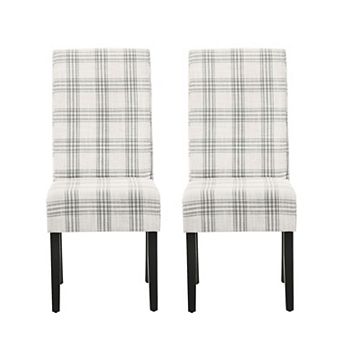 KWPZQEB Vintage Fabric Dining Chair Set of 2, Hight Backrest & Tartan Design