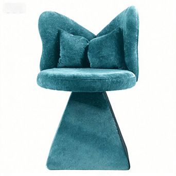 KWPZQEB Swivel Butterfly Back Vanity Chair, Chenille