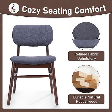 KWPZQEB Retro Upholstered Dining Chair Set of 2, Rubberwood Frame