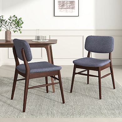 KWPZQEB Retro Upholstered Dining Chair Set of 2, Rubberwood Frame
