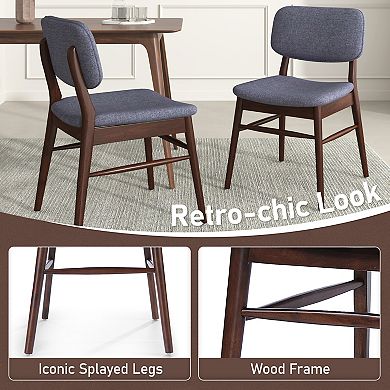 KWPZQEB Retro Upholstered Dining Chair Set of 2, Rubberwood Frame