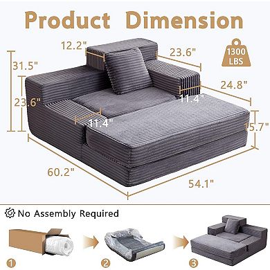 Oversized Sofa Bed Sleeper, High-Density Foam Cloud Couch