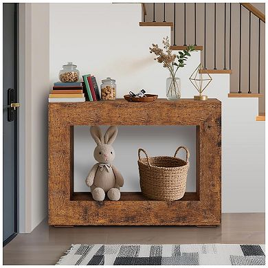 Farmhouse Console Table, Long Sofa Table Behind The Couch, Narrow Sofa Table with Storage