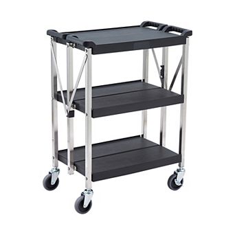 3 tier Foldable Utility Cart - 330Lbs Heavy Duty, Lockable Wheels