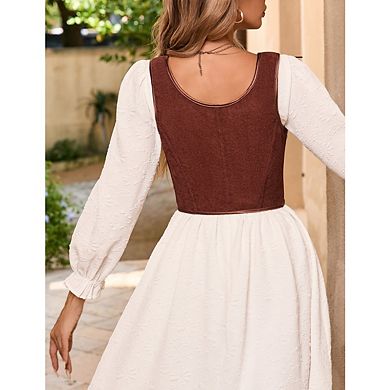 Women's Renaissance Corset Tops Vintage Lace Up Overbust Bustier Bodice
