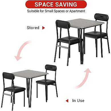 Dining Table Set for 2, Upholstered Chairs Kitchen Table for Small Spaces, Compact Kitchen Room Set