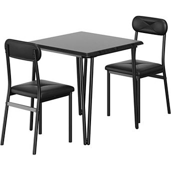 Dining Table Set for 2, Upholstered Chairs Kitchen Table for Small Spaces, Compact Kitchen Room Set