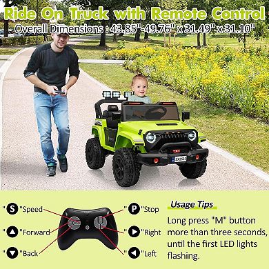 24V 2 Seater Ride on Car Truck with Remote Control, 44"-50" L Adjustable