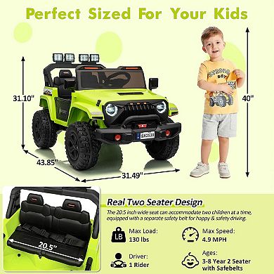 24V 2 Seater Ride on Car Truck with Remote Control, 44"-50" L Adjustable