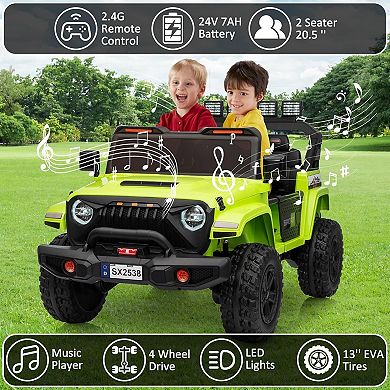 24V 2 Seater Ride on Car Truck with Remote Control, 44"-50" L Adjustable