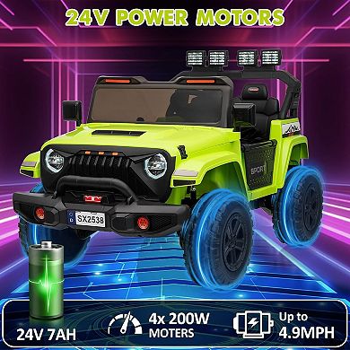 24V 2 Seater Ride on Car Truck with Remote Control, 44"-50" L Adjustable