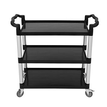 3-Shelf Heavy Duty Utility Cart - 500lbs Capacity, Lockable Wheels, Ergonomic Handle