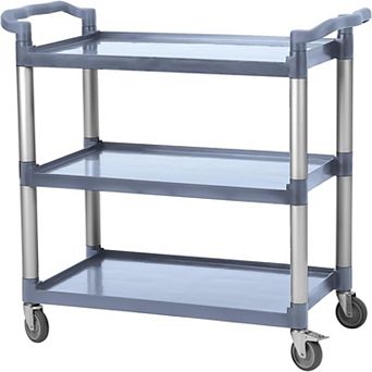 3-Shelf Heavy Duty Utility Cart - 500lbs Capacity, Lockable Wheels, Ergonomic Handle