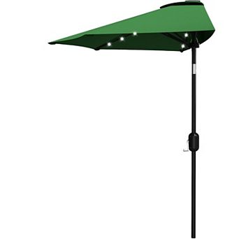 Patio Umbrella 9FT Half Umbrella Outdoor with Solar LED Lights Outdoor Shade Canopy