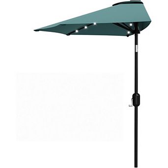 Patio Umbrella 9FT Half Umbrella Outdoor with Solar LED Lights Outdoor Shade Canopy