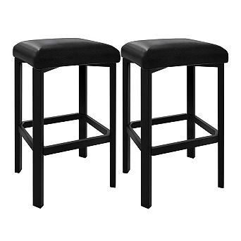 Modern PU Leather Bar Stools Set of 2,24" Counter Height Chairs with Soft Upholstered Seats