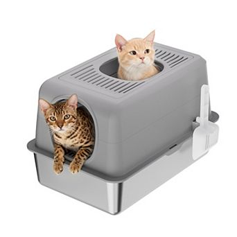20L Stainless Steel Cat Litter Box with Lid, Odor-Resistant, Easy to Clean, Fully Enclosed