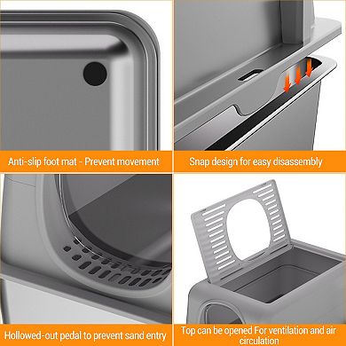 20L Stainless Steel Cat Litter Box with Lid, Odor-Resistant, Easy to Clean, Fully Enclosed