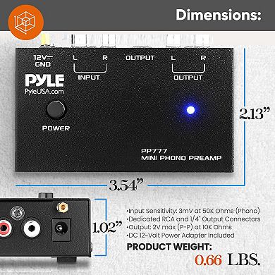 Pyle Mini Phono Turntable Preamp - Stereo