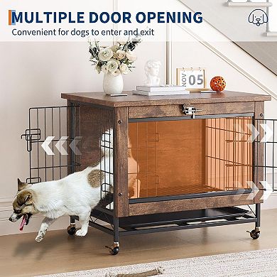 Heavy-Duty Dog Crate Furniture with Double Doors, Modern Dog Cage for Small Medium Dogs